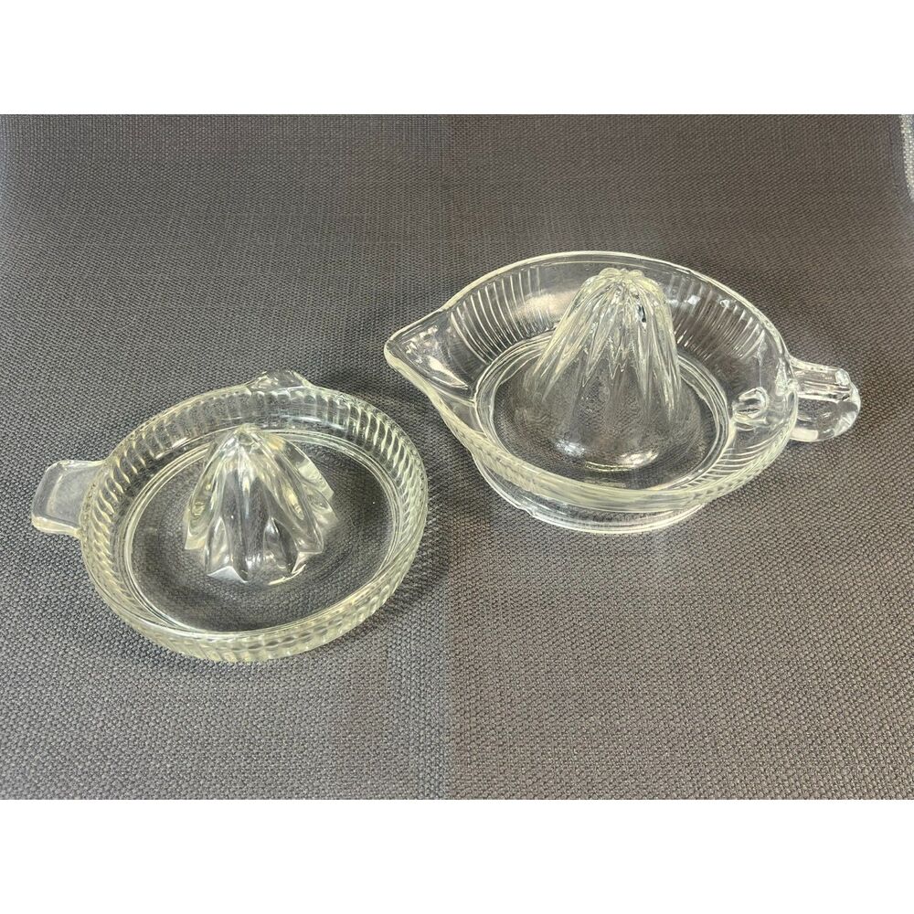 Pair of Vintage Glass Citrus Juicer/Reamers Med & Large w/ Handle